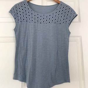Loft blouse blue SZ XS eyelet yoke